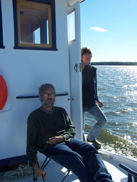On deck beside the wheelhouse