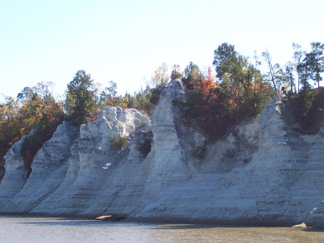 White chalk bluffs along the river