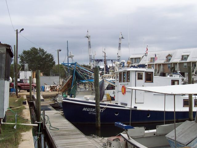 The Muskrat tied up at the dock in Panacea