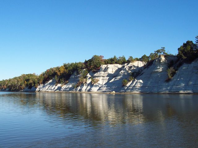 White chalk bluffs along the river